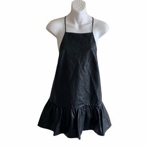 BLACK FAUX LEATHER RACERBACK TOP